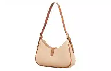 意尔康 百搭时尚通勤潮流 合成革 斜挎单肩包 小号 女款 杏色拼黄棕色