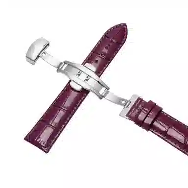 万晨 头层小牛皮表带亮面真皮女款漆面牛皮防水 适配飞亚达 欧利时 铁达时 美度男女同款真牛皮表带手表改装蝴蝶扣 手表表带