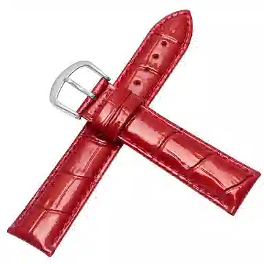 万晨 手表表带 亮光表带真皮针扣适用格雅卡梭飞亚达铁达时美度亮漆皮表带链 头层牛皮白色 紫色 红色 黑色 手表改装通用款