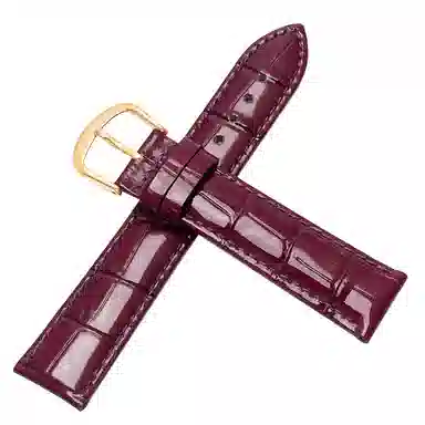 万晨 手表表带 亮光表带真皮针扣适用格雅卡梭飞亚达铁达时美度亮漆皮表带链 头层牛皮白色 紫色 红色 黑色 手表改装通用款