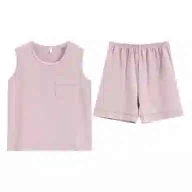 花季的故事 休闲时尚舒适百搭无袖背心简约短裤睡衣套装 女款 浅紫色