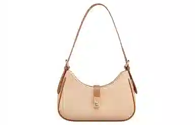 意尔康 百搭时尚通勤潮流 合成革 斜挎单肩包 小号 女款 杏色拼黄棕色