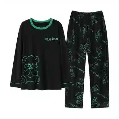 贴身领域 圆领简约上衣松紧腰卡通长裤睡衣套装 男款