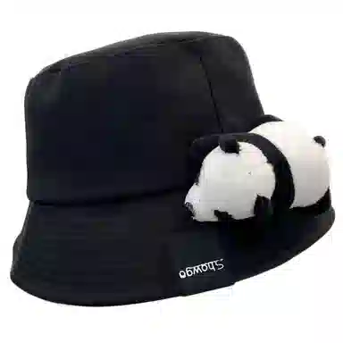 佩洛依 可爱熊猫公仔 遮阳防晒 棉 渔夫帽 男女同款情侣款