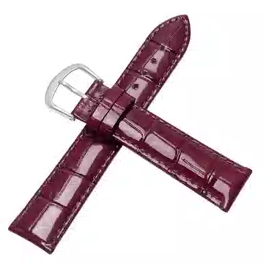 万晨 手表表带 亮光表带真皮针扣适用格雅卡梭飞亚达铁达时美度亮漆皮表带链 头层牛皮白色 紫色 红色 黑色 手表改装通用款