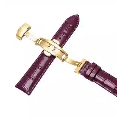 万晨 头层小牛皮表带亮面真皮女款漆面牛皮防水 适配飞亚达 欧利时 铁达时 美度男女同款真牛皮表带手表改装蝴蝶扣 手表表带