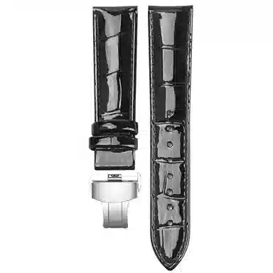 万晨 头层小牛皮表带亮面真皮女款漆面牛皮防水 适配飞亚达 欧利时 铁达时 美度男女同款真牛皮表带手表改装蝴蝶扣 手表表带