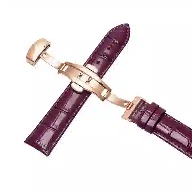 万晨 头层小牛皮表带亮面真皮女款漆面牛皮防水 适配飞亚达 欧利时 铁达时 美度男女同款真牛皮表带手表改装蝴蝶扣 手表表带