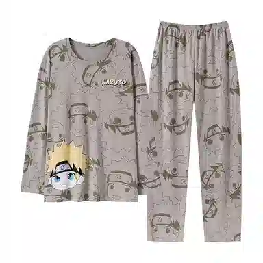 贴身领域 圆领简约上衣松紧腰卡通长裤睡衣套装 男款