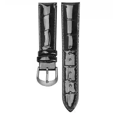 万晨 手表表带 亮光表带真皮针扣适用格雅卡梭飞亚达铁达时美度亮漆皮表带链 头层牛皮白色 紫色 红色 黑色 手表改装通用款