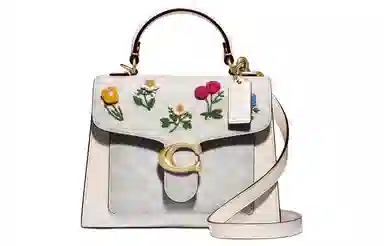 COACH Tabby 20 Small White Floral Embroidery