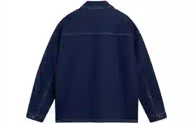 中国李宁 纯色宽松水洗牛仔外套 男款 深蓝