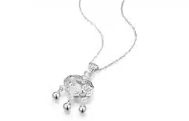 佐卡伊 平安锁包 福字平安长命锁时尚百搭 足银 项链 女款