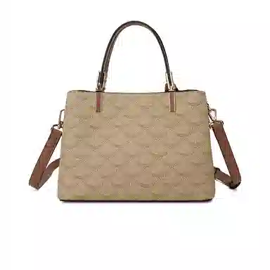 稻草人 简约时尚老花满印复古高级感大容量通勤 聚氯乙烯革 单肩斜挎包手提包 常规 女款 摩卡咖/卡其杏/优雅白