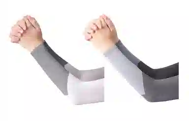 白卷 夏季防紫外线遮阳拼色直筒冰丝 防晒袖 男女同款情侣款