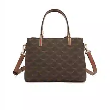 稻草人 简约时尚老花满印复古高级感大容量通勤 聚氯乙烯革 单肩斜挎包手提包 常规 女款 摩卡咖/卡其杏/优雅白