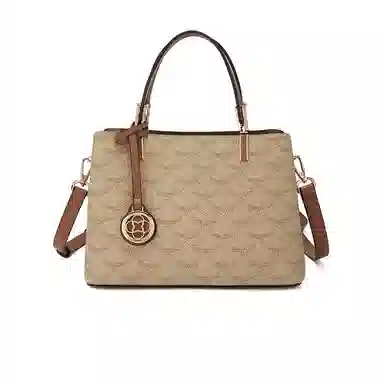 稻草人 简约时尚老花满印复古高级感大容量通勤 聚氯乙烯革 单肩斜挎包手提包 常规 女款 摩卡咖/卡其杏/优雅白