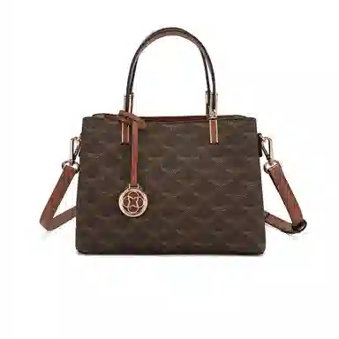 稻草人 简约时尚老花满印复古高级感大容量通勤 聚氯乙烯革 单肩斜挎包手提包 常规 女款 摩卡咖/卡其杏/优雅白