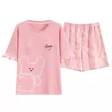花季的故事 短袖短裤可外穿甜美可爱睡衣套装 女款 粉红色