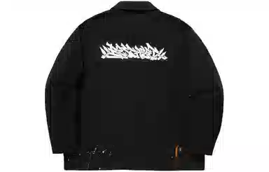 中国李宁 图案印花宽松休闲夹克外套 男款 黑色