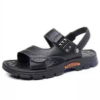 意利船长 头层牛皮 百搭 时尚休闲 沙滩凉鞋 男款