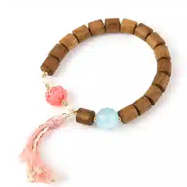 谧月珠宝 新中式清新可爱风 藏式小流苏国潮 合金 手串 女款 檀木