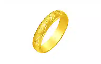 周大福 时尚花纹精美气质 光沙工艺 足金 按克计价 黄金戒指 女款