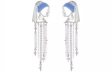 恋朵 艺术系列 个性耳环 长款流苏款耳坠原创设计小众轻奢高级戴珍珠耳环的少女 #闪耀银河#