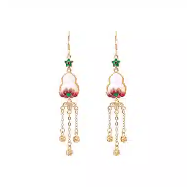 彤彤兔 中国风好运莲莲葫芦古风流苏 铜 耳环 女款