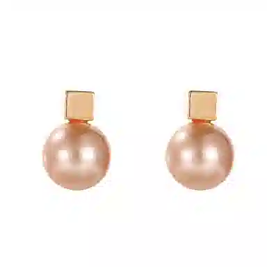 韵系 法式赫本风 几何方块无耳洞 仿珍珠 耳环 女款