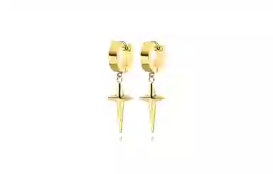 牧言 冷淡风中性简约小众设计高级感圆形立体流苏灵动四芒星多色耳饰 钛钢 十字架耳环 男女同款情侣款