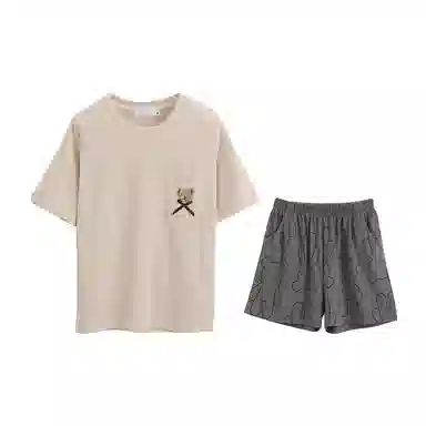 Huggy Kissy Printed Crewneck Short Sleeve Pajama Set