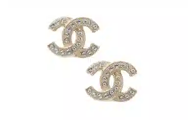 CHANEL Logo Small Gold Earrings