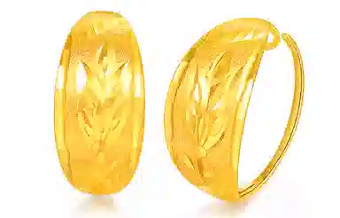 老庙 磨砂花朵小众清新耳饰耳圈 足金 按克计价 耳环 女款