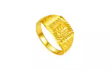 周六福 珠宝 财字结婚活口可调节开口戒 足金 按克计价 黄金戒指 男款