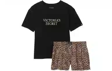 Victoria's Secret Cotton Short Tee-Jama SetLeopard