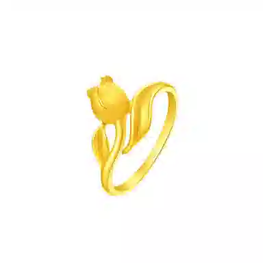 周大福精美气质郁金香足金黄金戒指女闺蜜同款