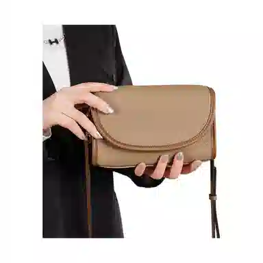 简约休闲手机包女式斜挎包 牛皮 单肩包 女款 大象灰/奶昔白