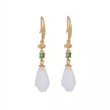 彤彤兔 复古古装汉服祥云玉兰花 铜 耳环 女款