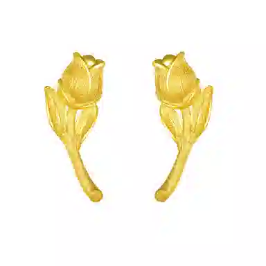 周大生 如愿郁见系列·花言郁金香显白花朵 足金 按克计价 黄金耳钉 女款