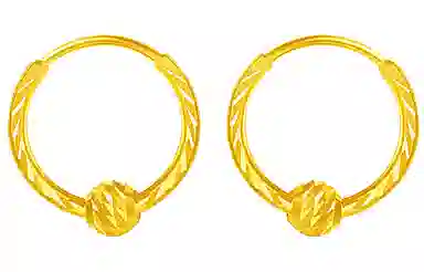 老庙 菱形车花金珠计气质转运珠耳饰 足金 按克计价 耳环 女款