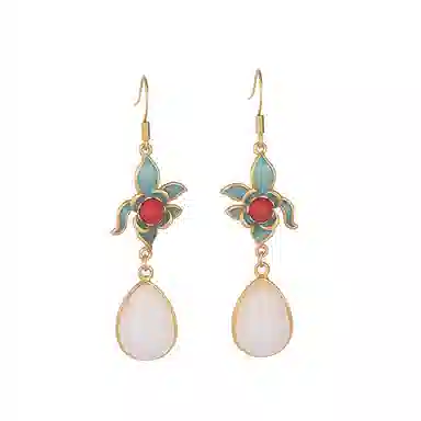 彤彤兔 彩绘花卉 精致轻奢优雅小众高级感 耳环 女款