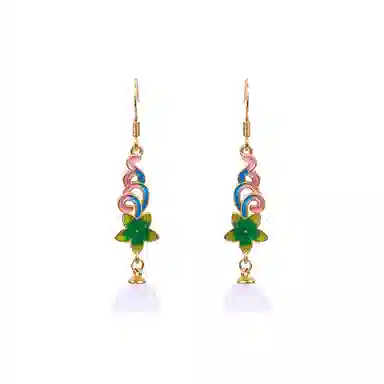 彤彤兔 景泰蓝祥云山茶花莲蓬花 铜 耳环 女款