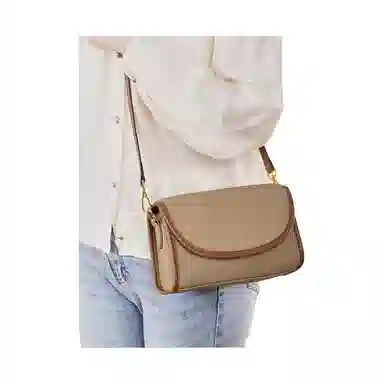 简约休闲手机包女式斜挎包 牛皮 单肩包 女款 大象灰/奶昔白