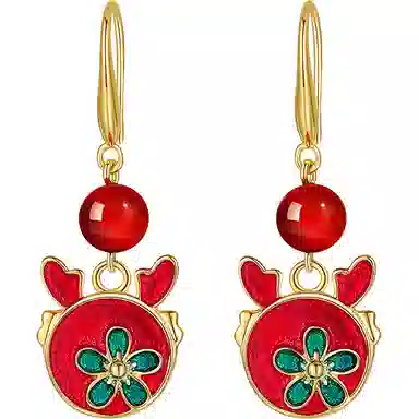 秦福炫 中国风祥龙 设计感小众复古龙年本命年 耳环 女款 红色