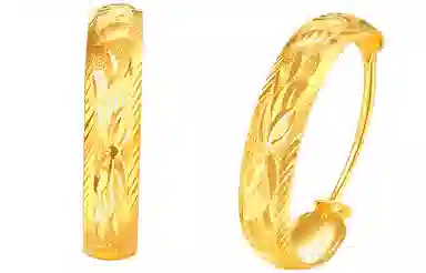 老庙 凤纹温柔风车花工艺 足金 按克计价 黄金耳环 女款