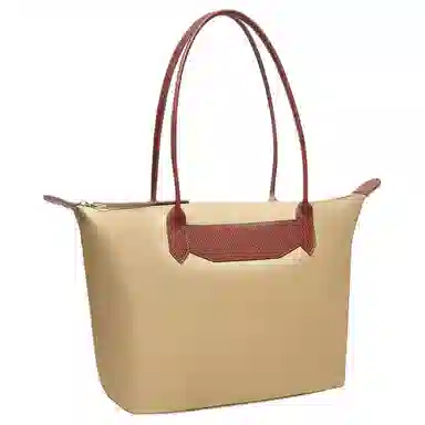 百思图 时尚潮流通勤 大容量托特包 织物 单肩包 女款 拼色