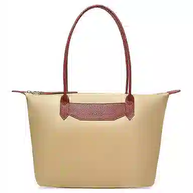 百思图 时尚潮流通勤 大容量托特包 织物 单肩包 女款 拼色