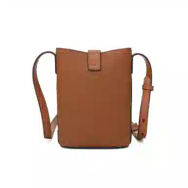 稻草人 简约百搭荔枝纹可调节肩带 牛皮革 水桶包单肩斜挎包 常规 女款 黑色/棕色/大象灰