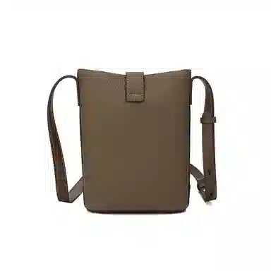 稻草人 简约百搭荔枝纹可调节肩带 牛皮革 水桶包单肩斜挎包 常规 女款 黑色/棕色/大象灰